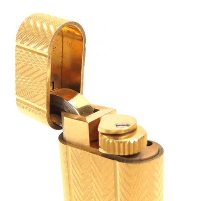Cartier Oval Herringbone Pattern All-over Roller Type Gas Lighter Smoking Goods