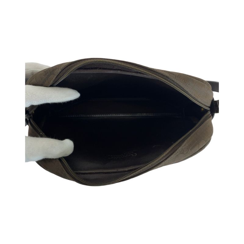 DIOR Vintage Trotter Brown Gold Hardware Canvas Shoulder Bag Women 504833