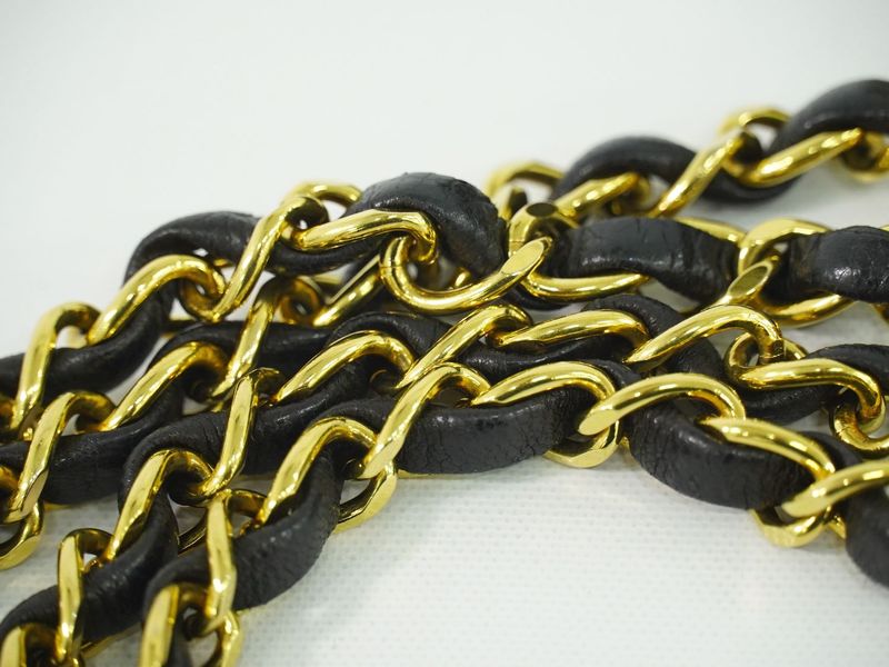 Authentic Chanel Diana Coco Mark Matelasse Chain Shoulder Bag Pochette Lambskin