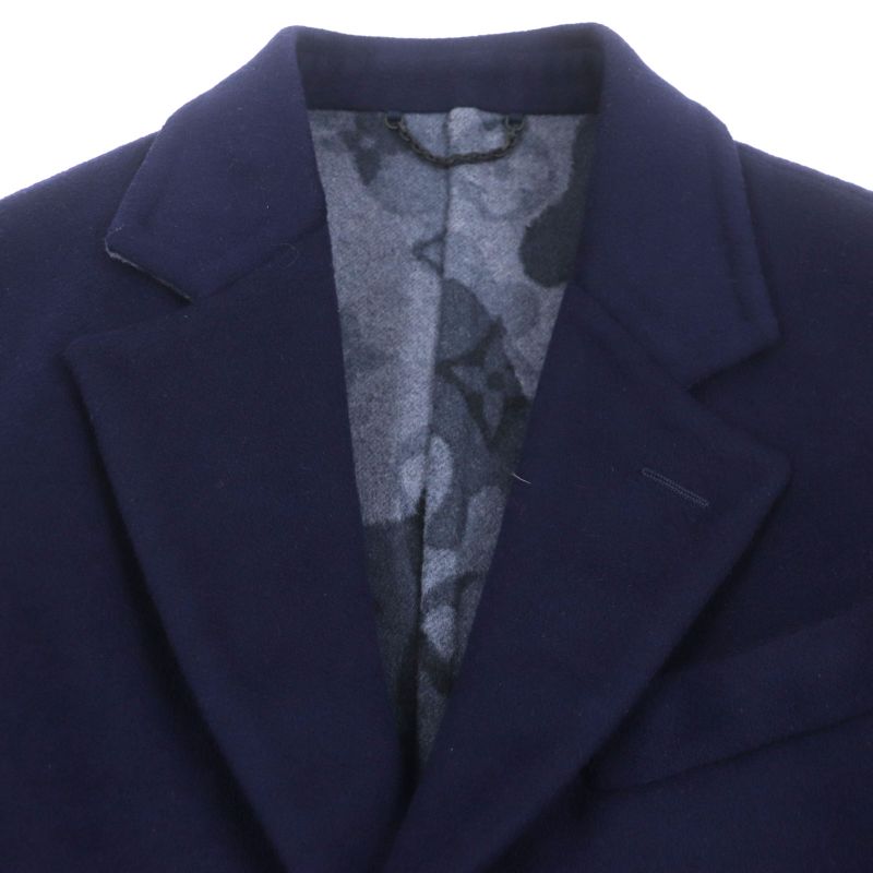 Louis Vuitton Wool Silk Logoed Buttons Lining Monogram Camouflage Navy Blue
