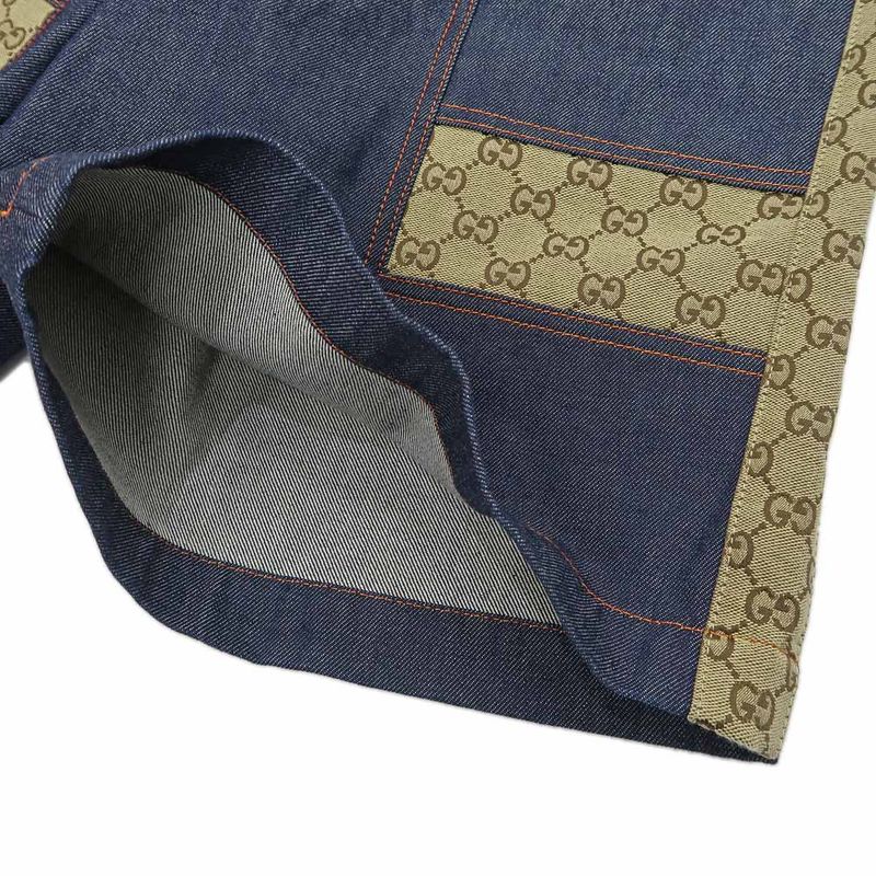 Gucci Bermuda Pants Denim GG Canvas 38 Blue 743203 Women's Apparel