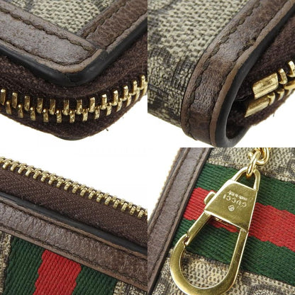 Gucci Key Case Off Dear 523157 Sherry Line GG Supreme Canvas Leather Beige Gold