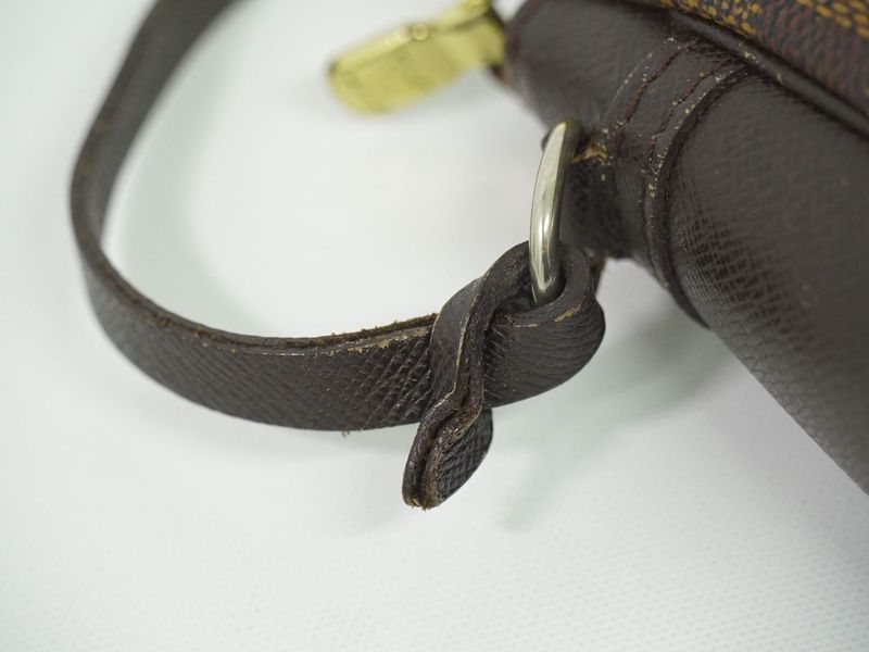 Authentic Louis Vuitton LV Trousse Makeup Damier Ebène Accessory Pouch Handbag