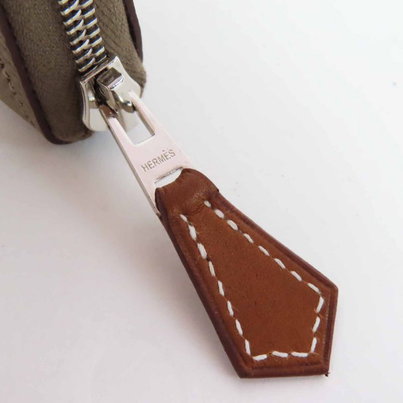 Hermes Azap Long Silk Quin Etoupe Vaux Epson Long Wallet Engraved W With Box