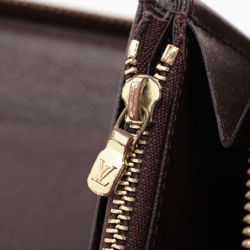 Louis Vuitton Damier Zippy Organizer Round Zip Wallet Long Wallet N60003 Brown