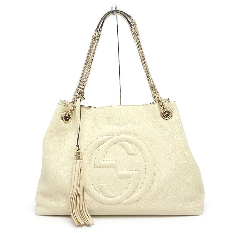 Gucci Soho Semi Shoulder Bag 536196 Leather Cream Fringe