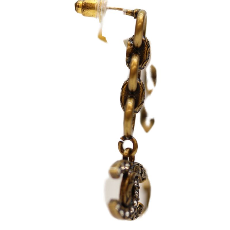 Chanel I24A Gold Swing Coco Rhinestone Earrings