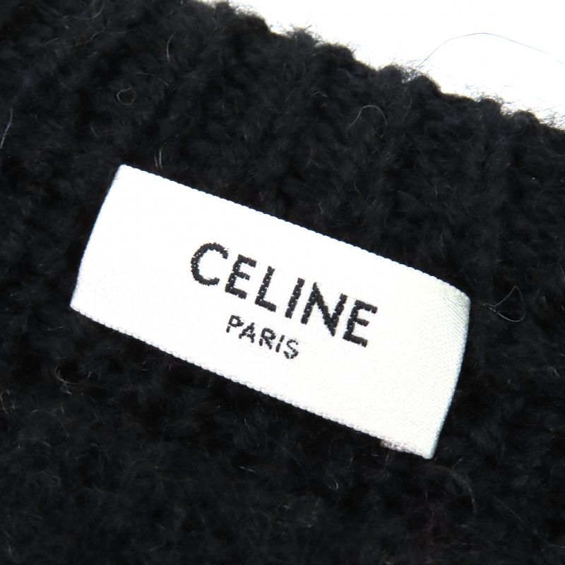 Celine 22AW 2aa80628s 100% Wool Fair Isle Logo Boxy Crew Neck Long Sleeve Knit