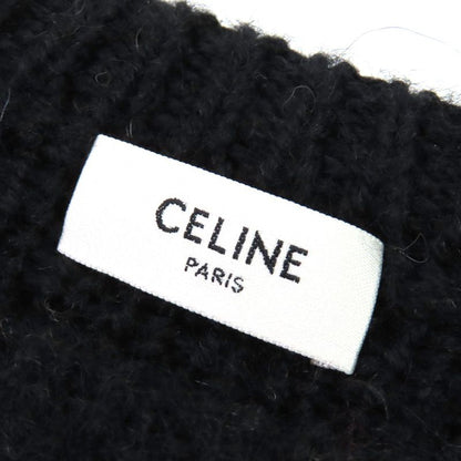 Celine 22AW 2aa80628s 100% Wool Fair Isle Logo Boxy Crew Neck Long Sleeve Knit
