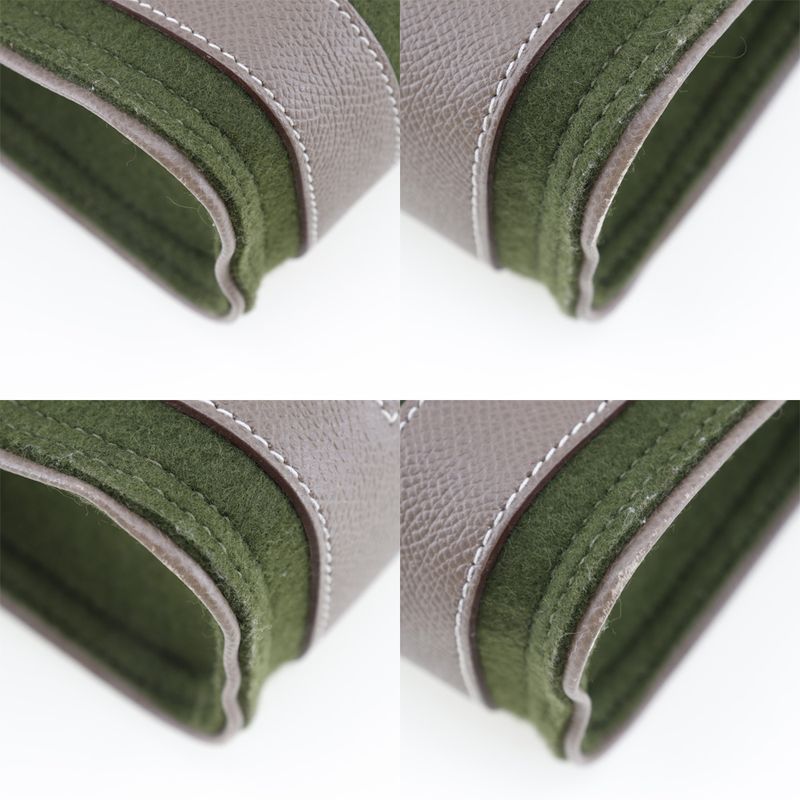 Hermes Petite Ash Vaux Epson And Felt Etoupe Green/brown Unisex Tote Bag