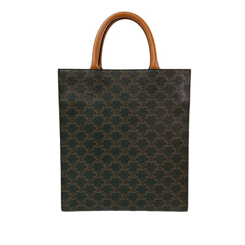 Celine Vertical Cabas Leather 2-Way Handbag Mini Tote Bag Shoulder Bag Brown