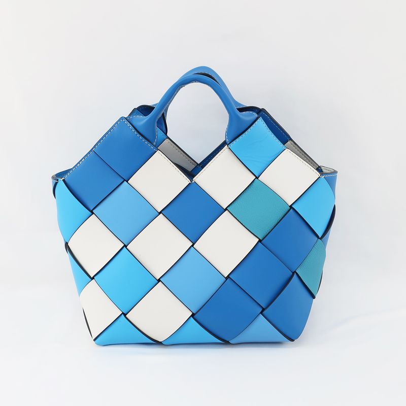 Loewe Woven Basket Bag Small Handbag Shoulder - 2WAY Leather Blue -