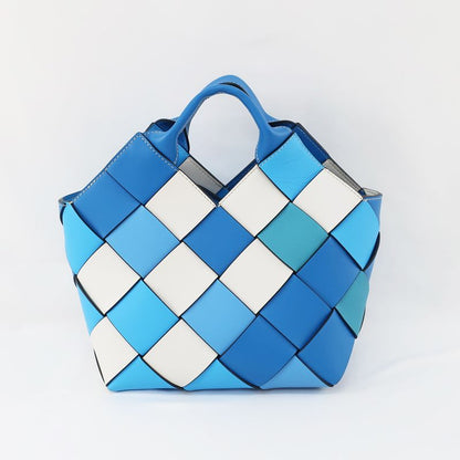 Loewe Woven Basket Bag Small Handbag Shoulder - 2WAY Leather Blue -