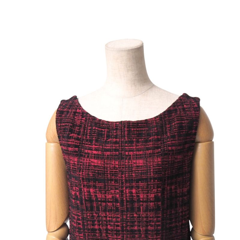 Prada Dress Size 40S Sleeveless Knit Jersey Allover Midi Flare Made In Italy