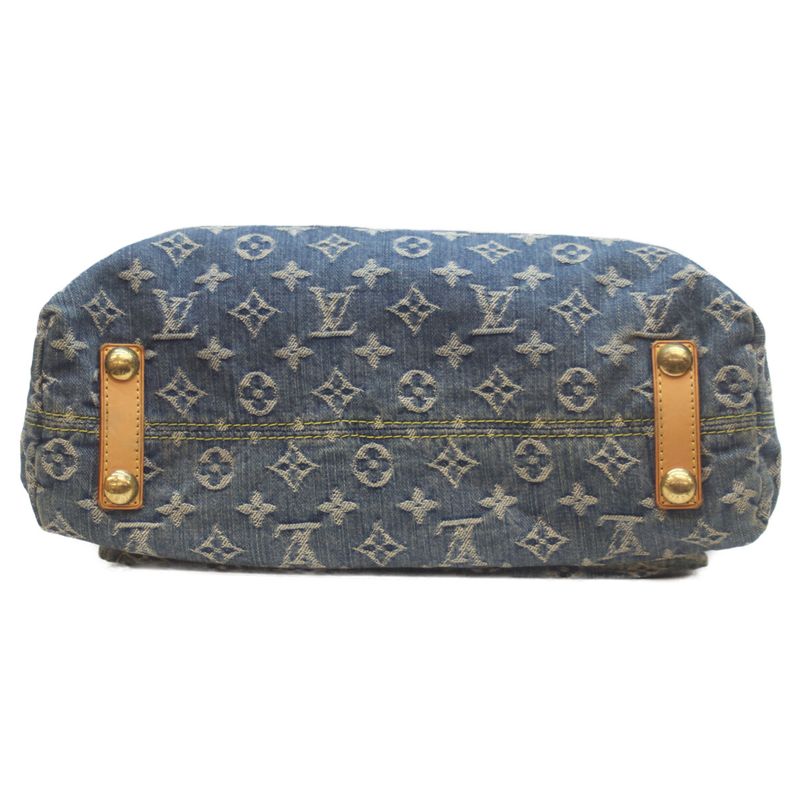 Louis Vuitton 08 M95048 Monogram Denim Baggy GM Tote Bag One Shoulder Blue Women