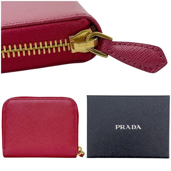 Prada Coin Case Pink 1m0268 Excellent Condition Coin Purse Saffiano