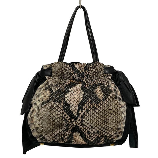 Prada Tote Bag - Bn1760 Black X Light Pink X Multi Leather Tag/ribbon Leather