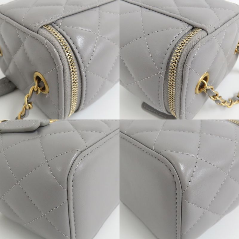 Chanel Small Vanity Case Ap1447 Lambskin Gray Gdhardware Chain