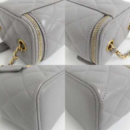 Chanel Small Vanity Case Ap1447 Lambskin Gray Gdhardware Chain