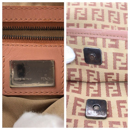 Fendi Zucchino Beige Pink Silver Hardware Canvas/leather Shoulder Bag Pochette
