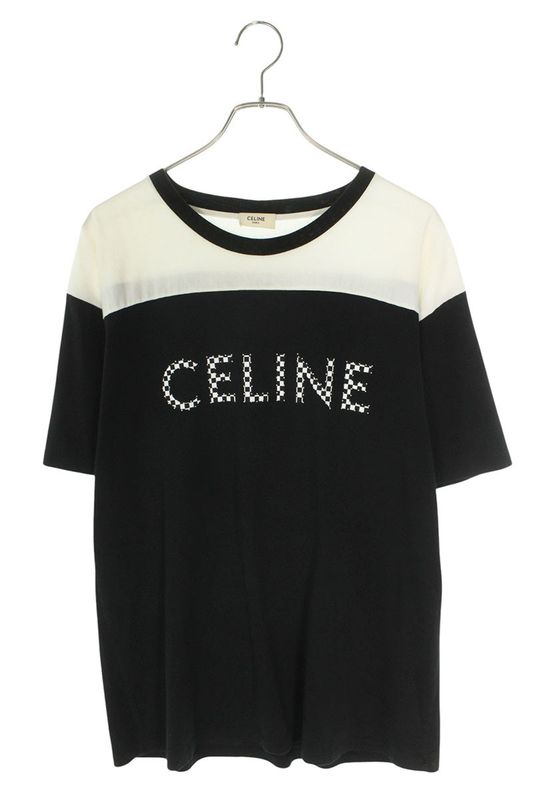 Celine 21SS 2x839500o Check Print Studded Bicolor Loose T-shirt Men's M