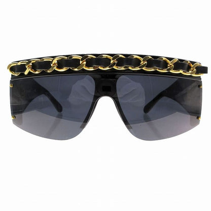 Chanel Gold Chain Sunglass Es Eyewear 01456 94305 Black Gold Men Women Hk25