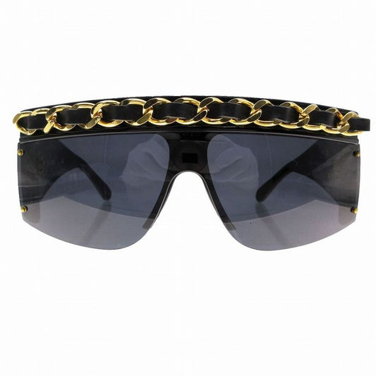 Chanel Gold Chain Sunglass Es Eyewear 01456 94305 Black Gold Men Women Hk25