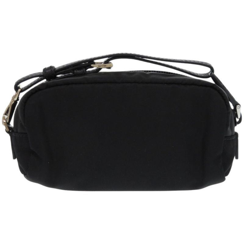 Prada 1ne175 Nylon With Strap Silver Hardware Black Pouch 0351 Prada