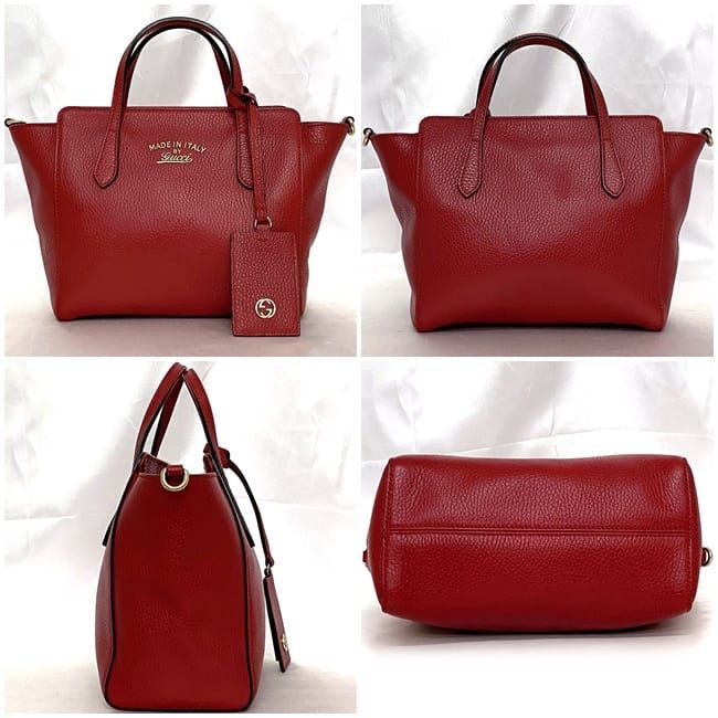 Gucci 2 Way Bag Red 368827 Excellent Condition Leather Preowned