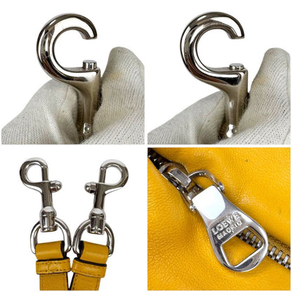 Loewe 2WAY Shoulder Bag Handbag Tassel Charm Fringe Anagram Logo Yellow Silver