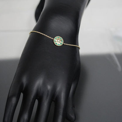 Dior Rose Devan Diamond Leather AU 750 18K Yellow Gold Green E1069