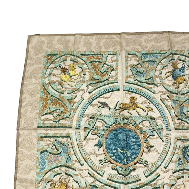 Hermes Carre 90 100% Silk Scarf Peintre DU Cheval Painter Of Horses Blawan