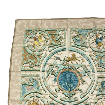 Hermes Carre 90 100% Silk Scarf Peintre DU Cheval Painter Of Horses Blawan
