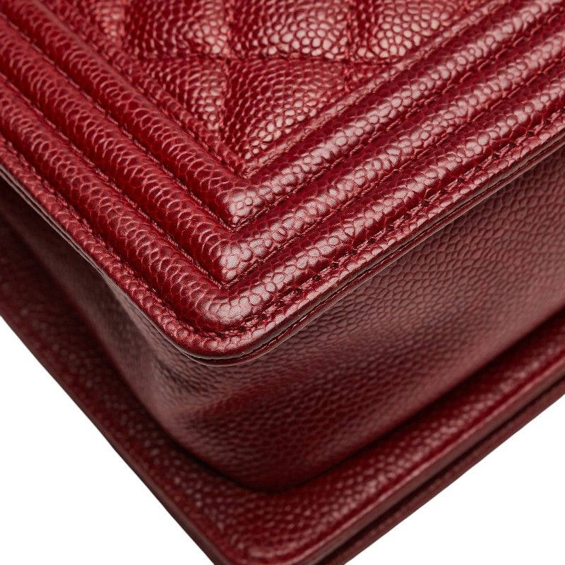 Chanel Coco Marc Boy Chanel 25 Crossbody Chain Shoulder Bag Red Caviar Skin