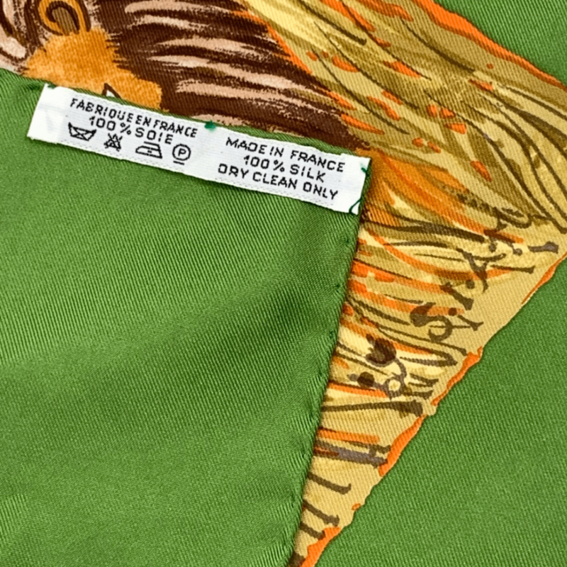 Hermes Carre 90 Nuba Mountain Nuba Mountain Scarf 100% Green Silk