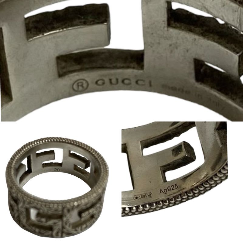 Gucci Square G Arabesque Silver 925 Ring No 18 Accessory Men's