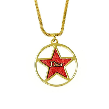 Christian Dior GP Dior Logo Star Necklace Women's Gold Red 408106 Necklace