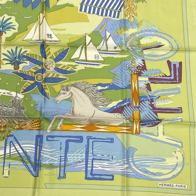Hermes Carre 90 Silk Scarf Painter's Treasure Chest Monte Carlo Monte Carlo