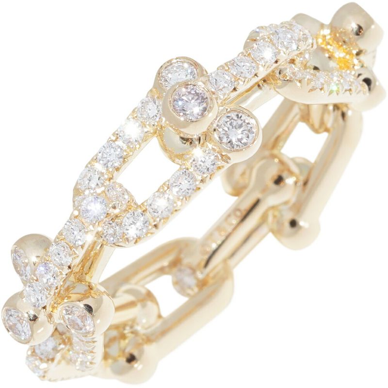 Tiffany & Co Ring 18K Yellow Gold Diamond 132ct Hardware Small Link Ring Full