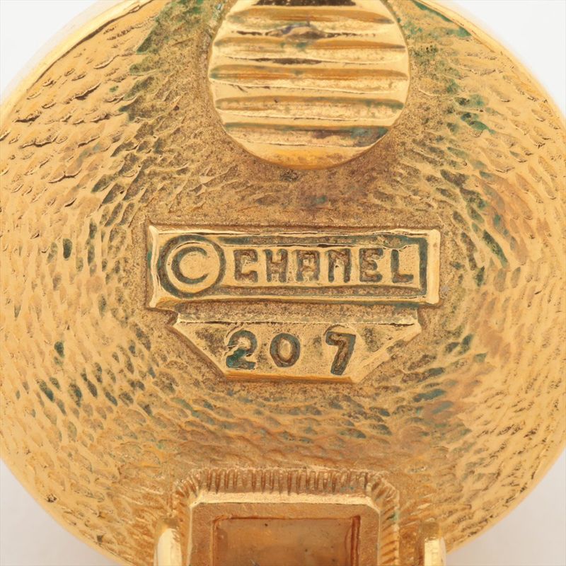 Chanel Coco Mark 207 Earrings (one Piece Only) GP And Faux Pearl Gold