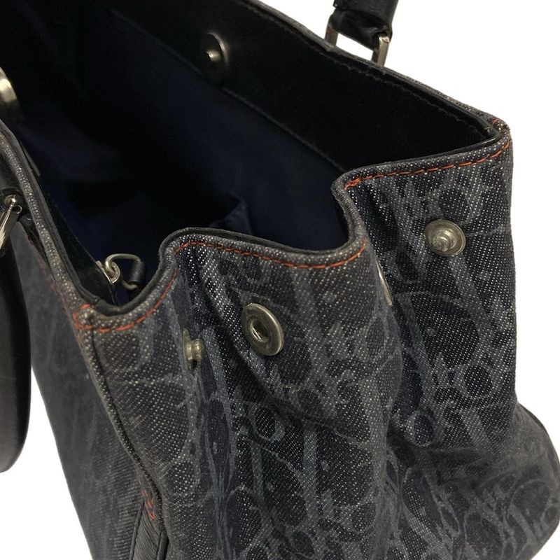Dior/christian Dior Tote Bag Flight/trotter Navy And Blue-gray And Orange
