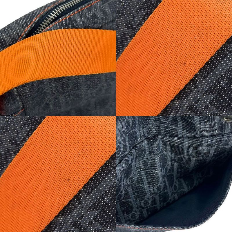 Christian Dior One Shoulder Bag Shoulder Flight Line Trotter Logo Denim Navy