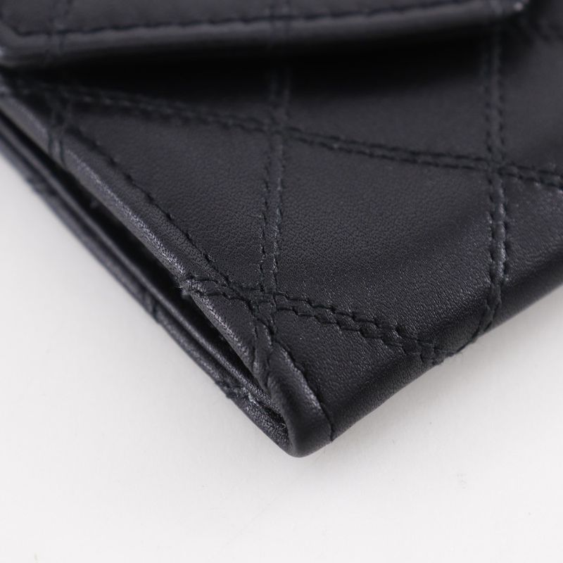 Chanel Bicolore Coco Mark Calf Black Ladies Coin Case