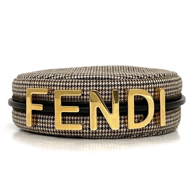 Fendi Handbag Nano Graffi Brown Staggered Pattern