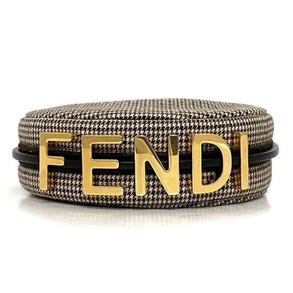 Fendi Handbag Nano Graffi Brown Staggered Pattern
