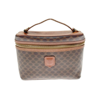 Celine Vanity Bag Macadam Pattern Dm96 Brown Vintage Delivery As Is