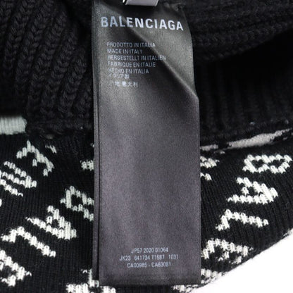 Balenciaga 20AW 641734 Oversized Half Zip Knit Sweater With Logo Pattern