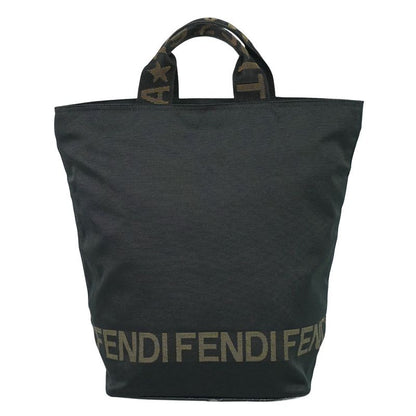 Authentic Fendi Logo Tote Handbag Canvas Black 26488 Bag Pre-owned [follow-up