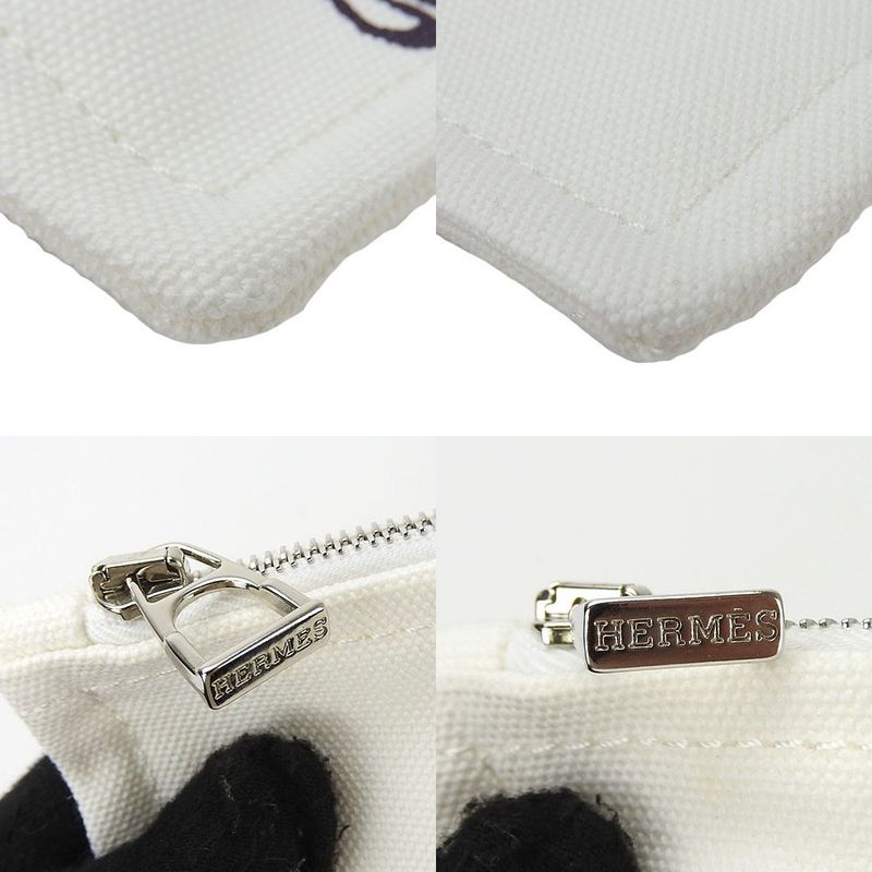 Polar Hermes Baby Pouch Trousse Flat GM Adada Canvas Wooden Horse White