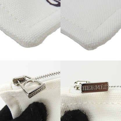 Polar Hermes Baby Pouch Trousse Flat GM Adada Canvas Wooden Horse White
